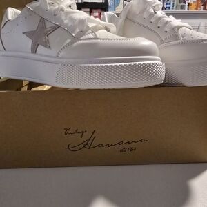 Vintage Havana White Sneakers with Logo Detail